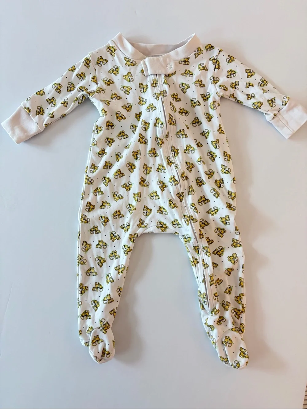 Magnolia Baby White Footed One-Piece Footie Pajama with Tiger Print